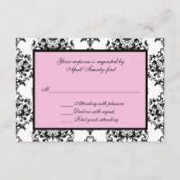 Damas noir et blanc avec carte de réponse RSVP ros