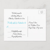 Damas noir et blanc avec carte postale RSVP bleu (Dos)