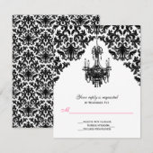 Damas noir et blanc avec chandelier carte de répon (Devant / Derrière)