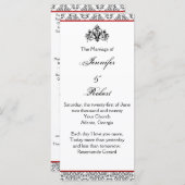 Damas noir et blanc avec programme de mariage roug (Devant / Derrière)