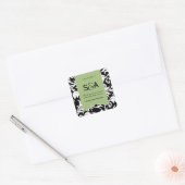 Damas noir et blanc avec vert - Stickers Favoriser (Enveloppe)