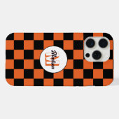 Damas noir et orange rétro Monogramme (Verso Horizontal)