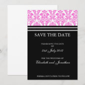 Damas noir et rose Enregistrer la date Carte Posta (Devant / Derrière)