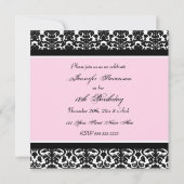Damas noir rose 18e anniversaire Invitations (Dos)