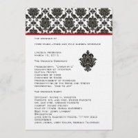 Damas Noir Sur Blanc Red Trim Programme de Mariage