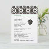 Damas Noir Sur Blanc Red Trim Programme de Mariage (Debout devant)