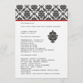 Damas Noir Sur Blanc Red Trim Programme de Mariage (Dos)