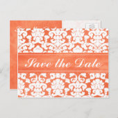 Damas orange et blanc Enregistrer la carte Date (Devant / Derrière)