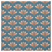 Damas orange et blanc sur tissu bleu (Échantillon)