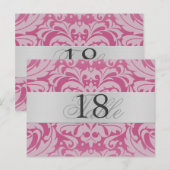Damas rose argent Numéro de table de table PostCar (Devant / Derrière)