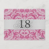 Damas rose argent Numéro de table de table PostCar (Dos)