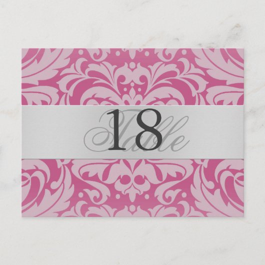 Damas rose argent Numéro de table de table PostCar (Devant)