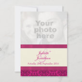 Damas rose foncé & crème faire-part de mariage (Devant)