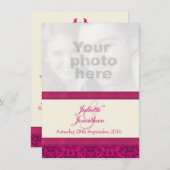 Damas rose foncé & crème faire-part de mariage (Devant / Derrière)