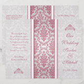 Damas rose sur le programme de mariage argent (Devant / Derrière)