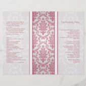 Damas rose sur le programme de mariage argent (Dos)