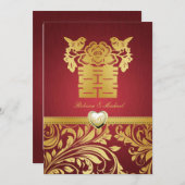 Damas rouge et or, Invitation chinois du double bo (Devant / Derrière)