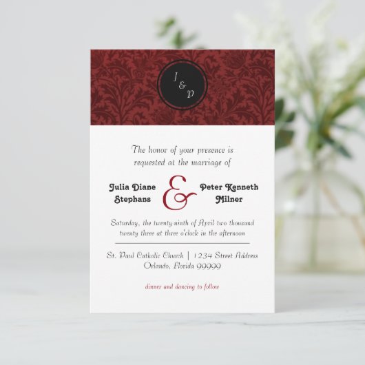 Damas rouges - Faire-part de mariage 3x5 (Debout devant)