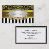 Damas, ruban d'or noir blanc, Étiquette d'or (Devant / Derrière)