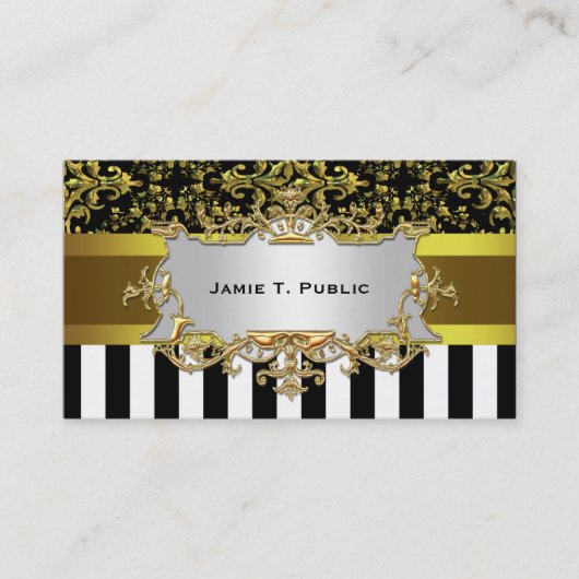 Damas, ruban d'or noir blanc, Étiquette d'or (Devant)