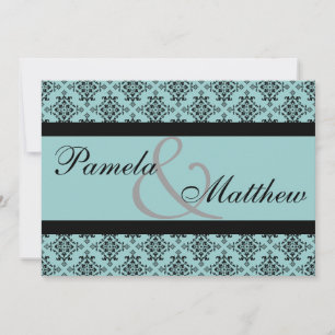Damas Turquoise Et Noir Formel Faire-part de maria