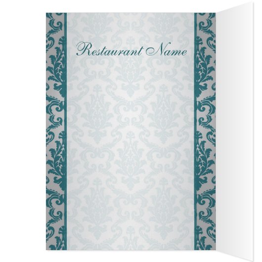 damas turquoise sur un menu arrière - plan argenté (Intérieur (Gauche))