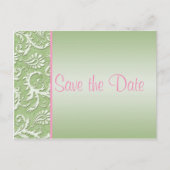 Damas vert et rose Enregistrer la date Carte posta (Devant)