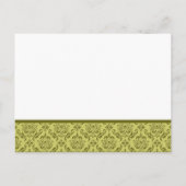 Damas vert olive sur Faire-part de mariage blanc (Dos)