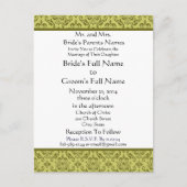 Damas vert olive sur Faire-part de mariage blanc (Devant)