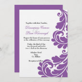 Damas violet et blanc Faire-part de mariage - Pers (Devant / Derrière)