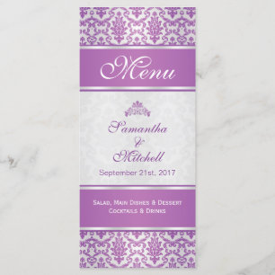 damas violet sur le menu argent