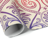  Damasbehangsel - blauw violet rood Cadeaupapier (Rol Hoek)