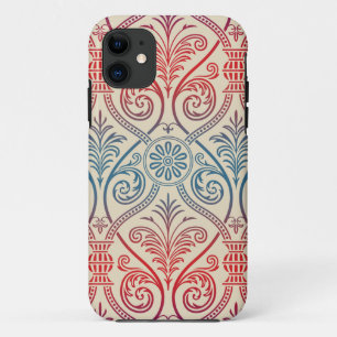 Damasbehangsel - blauw violet rood iPhone 11 Hoesje
