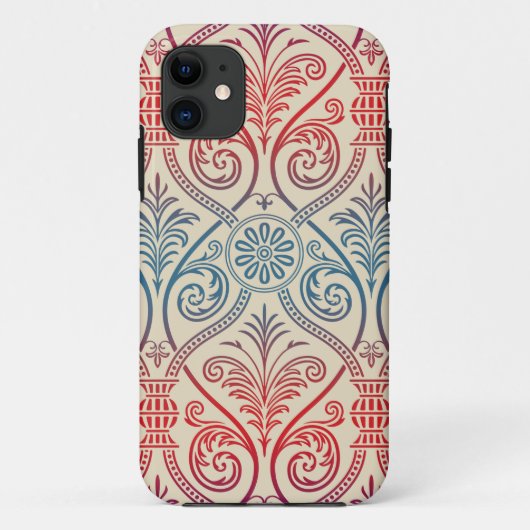 Damasbehangsel - blauw violet rood Case-Mate iPhone Case (Achterkant)