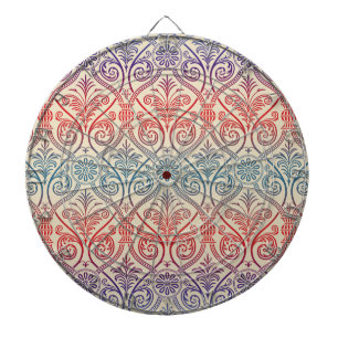 Damasbehangsel - blauw violet rood Dartbord