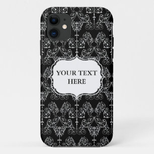 Damasbehangselpapier - wit + je achtergrond. iPhone 11 Hoesje