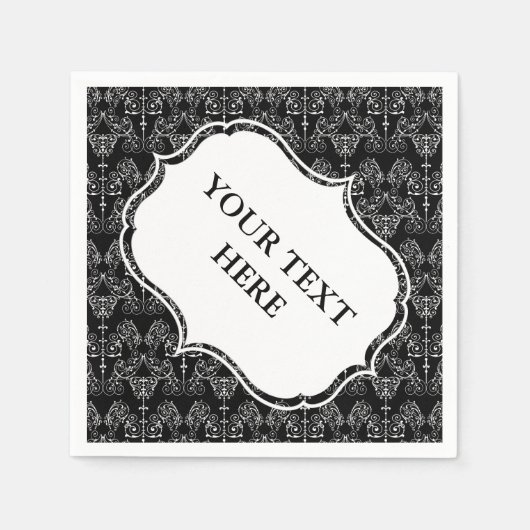 Damasbehangselpapier - wit + je achtergrond. Servetten (Voorkant)