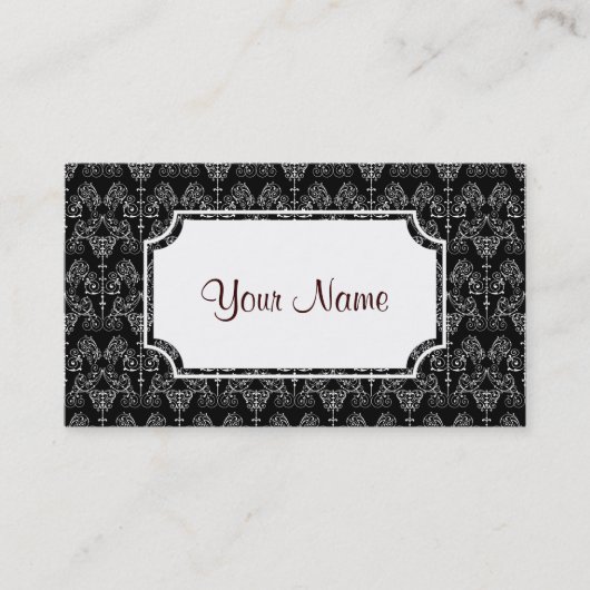  Damasbehangselpapier - wit + je achtergrond. Visitekaartje (Voorkant)