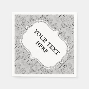  Damasbehangselpapier - zwart + je achtergrond. Servetten