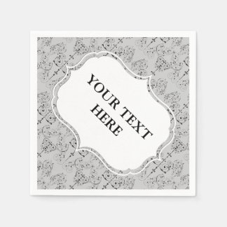  Damasbehangselpapier - zwart + je achtergrond. Servetten