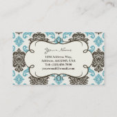 Damasblauw/bruin Visitekaartje (Achterkant)