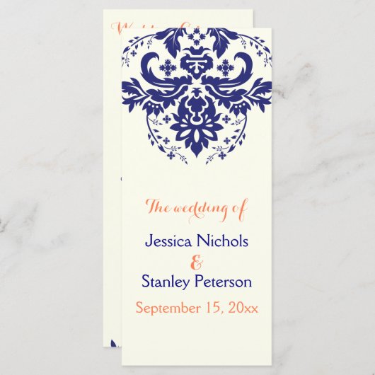 Damasblauw, koraalivoortrouwprogramma programma (Voorkant / Achterkant)