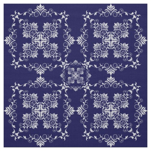 Damasblauw patroon. stof (Swatch)