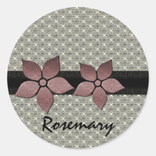 Damasbloemen Stickers gestreepte rand