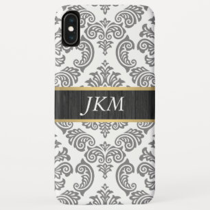 Damasceerpatroon met hout en gouden afwerking iPhone XS max hoesje