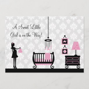 Damascus Baby shower Roze neuriery: Uitnodiging