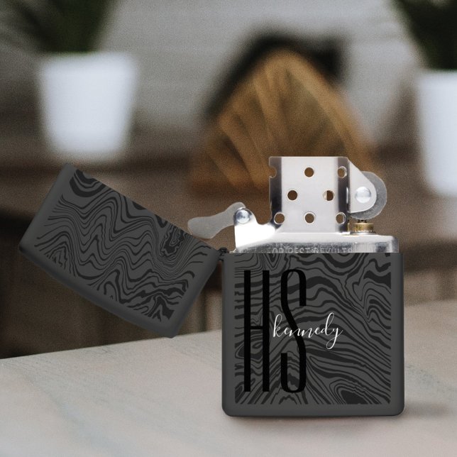 Damascus Black Pattern - Aangepast monogram & naam (Creator heeft geüpload)