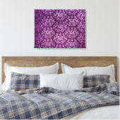 Damascus, botanic en harten paarse triptyprint canvas afdruk (Insitu (Slaapkamer))