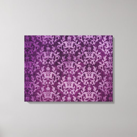 Damascus, botanic en harten paarse triptyprint canvas afdruk (Voorkant)