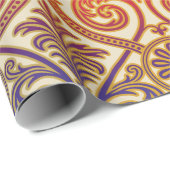 Damascus Contour Wallpaper - blauw violet rood Cadeaupapier (Rol Hoek)